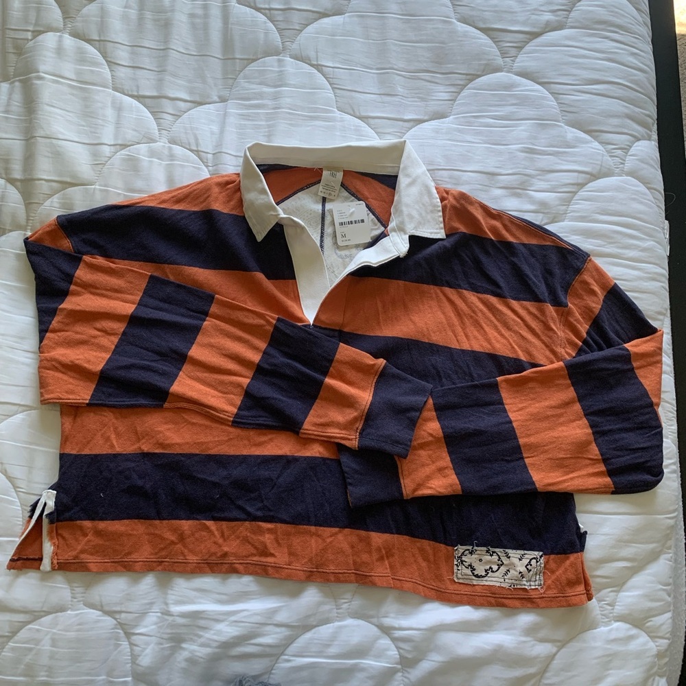 NWT Free People oversized crop rugby shirt